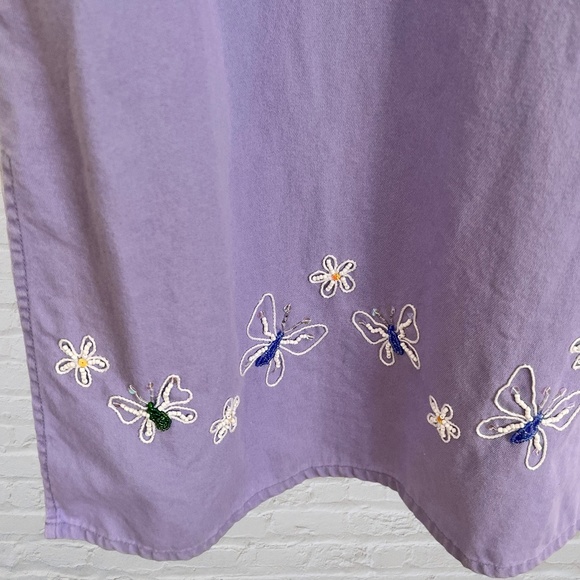 Mandal Bay Maxi Dress Med Purple Beaded Butterfly Cotton Sleeveless V-Neck EUC - Picture 6 of 7